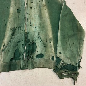 <span class=keywords><strong>Felpa</strong></span> <span class=keywords><strong>con</strong></span> cappuccio <span class=keywords><strong>con</strong></span> zip personalizzata all'ingrosso, <span class=keywords><strong>verde</strong></span> vintage, stampa tie-dye, vestibilità regolare, cotone pesante, lavaggio acido, effetto sbiadito dal sole, strappi e dettagli distressed - Product Image 6