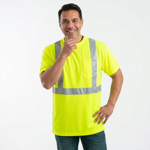 Camiseta de Trabajo de Manga Corta de Alta Visibilidad para Hombre, Secado Rápido, Personalizada al por Mayor, Reflectante, Verde, de Seguridad - Product Image 1