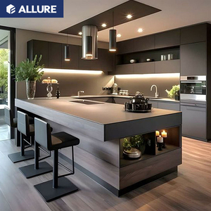 Set di Armadietti da Cucina di Lusso Personalizzati <span class=keywords><strong>Bianchi</strong></span> con Isola, Design Moderno Modulare Stile Shaker, Mobili da Cucina Pronti per il Montaggio - Product Image 1