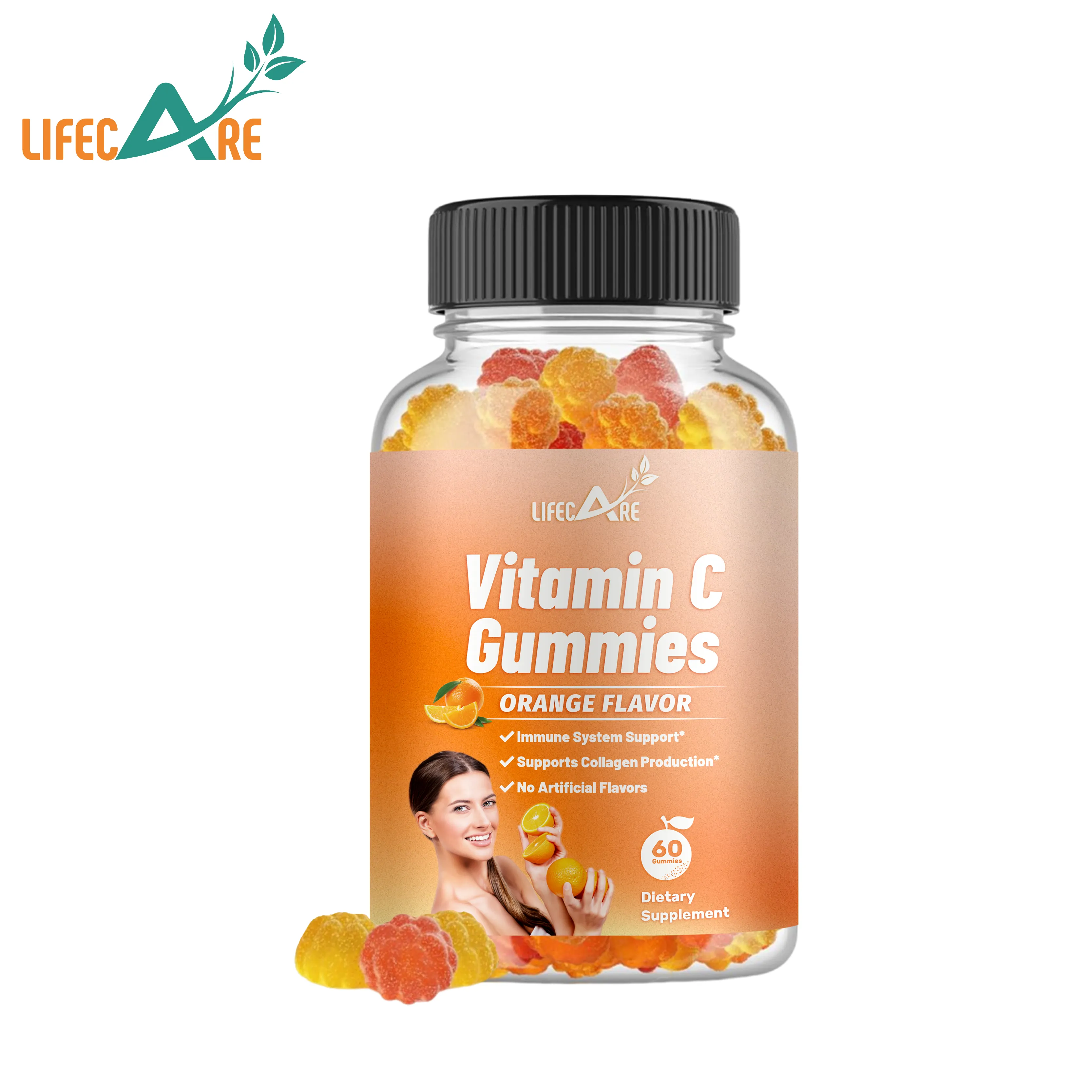 Suppléments OEM Blanchiment de la peau Vitamine C Gummy avec Collagène Vitamine C Gummies