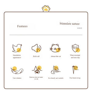 ของเล่นนกกระจอกขนนุ่มน่ารักแบบชาร์จไฟได้ กระพือปีกได้ เสียงนกร้องเหมือนจริง กระตุ้นด้วยการสัมผัส ช่วยให้แมวออกกำลังกาย - Product Image 5