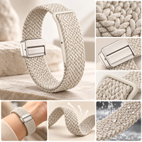 Strap jam tangan nilon magnetik Google Fitbit Air, tali jam elastis yang dapat disesuaikan, pita tenun lembut, kustom OEM ODM