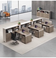Juego de escritorio y silla de oficina financiera simple y moderna, diseño contemporáneo, computadora de estación de trabajo para personal de 4/6 personas