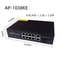 Switch PoE 8 ports 10/100 Mbps avec 1 SFP 2 Gigabit Uplink, Switch Ethernet 48V Plug and Play pour caméra IP CCTV AP-1038KE