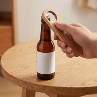 Outils de bar de cuisine : Créez vos propres cadeaux promotionnels – Ouvre-bouteilles multifonctionnels personnalisés en bois avec manche vierge