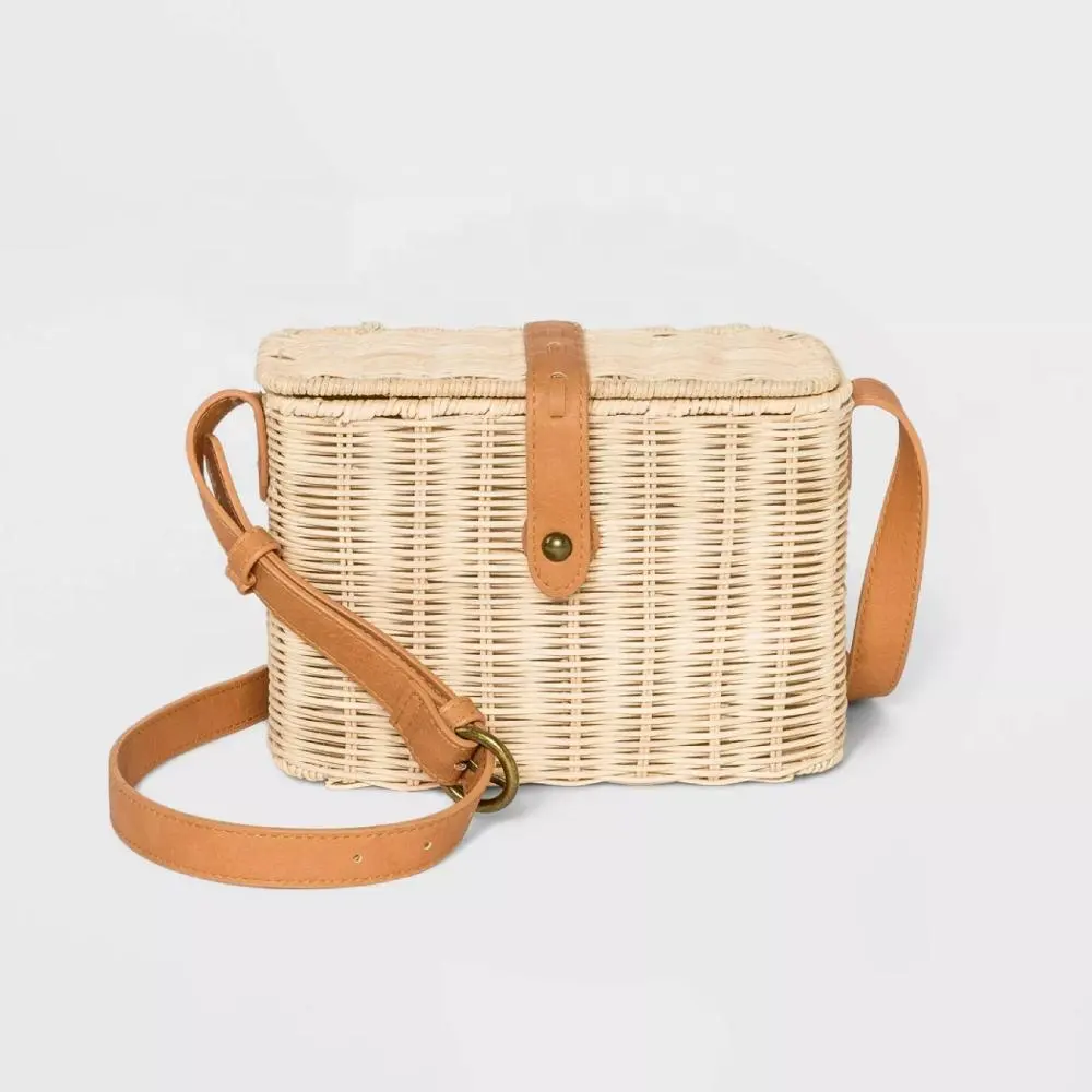 En kaliteli endonezya benzersiz el sanatları moda ve aksesuarları Rattan hasır hasır çantası Crossbody çantası