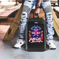 LOY T4 Mochila LED Programable Control APP Pantalla Digital Impermeable, Para Mujer Hombre Moto Mochilas Publicidad Exterior