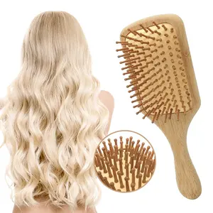 DRS çevre dostu hava yastığı uzatma kare Hairbrush kürek bambu saç fırçası