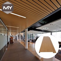 Panel de Techo de Aluminio con Ventilación y Ranuras en Forma de Lengüeta con Acabado de Madera MEIYU