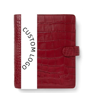 Chất Lượng Cao Phụ Nữ Croc Dây Kéo Túi Máy Tính Xách Tay Kế Hoạch Da Chính Hãng A5 A6 Ngân Sách Sang Trọng 6 Vòng Chất Kết Dính Màu Đỏ - Product Image 1