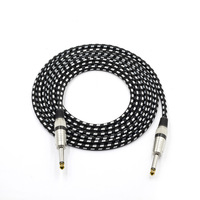 Câble audio plaqué or 6.35mm pour guitares Claviers électroniques Kits de batterie Tressé à angle droit multicolore
