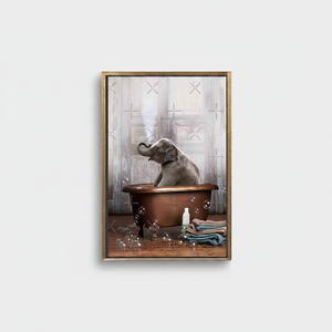 Elephant Bathtub <b>Canvas</b> Print: Modern Bathroom <b>Wall</b> Decor,GOLD FRAMED <b>CANVAS</b> - Product Image 2