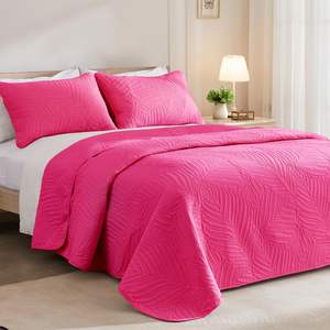 Queen Tamaño completo Patrón de hoja Rosa Colchas de microfibra suave Coverlets Edredones Juego de fundas de <span class=keywords><strong>cama</strong></span> para todas las estaciones - Product Image 1