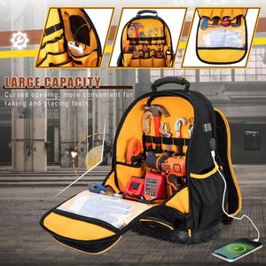 Factory OEM Wholesale <b>Water</b> Repellent Oxford Tool <b>Backpack</b> Hard Bottom Adjustable Strap Multiple Pockets Laptop Sleeve 20L - Product Image 2