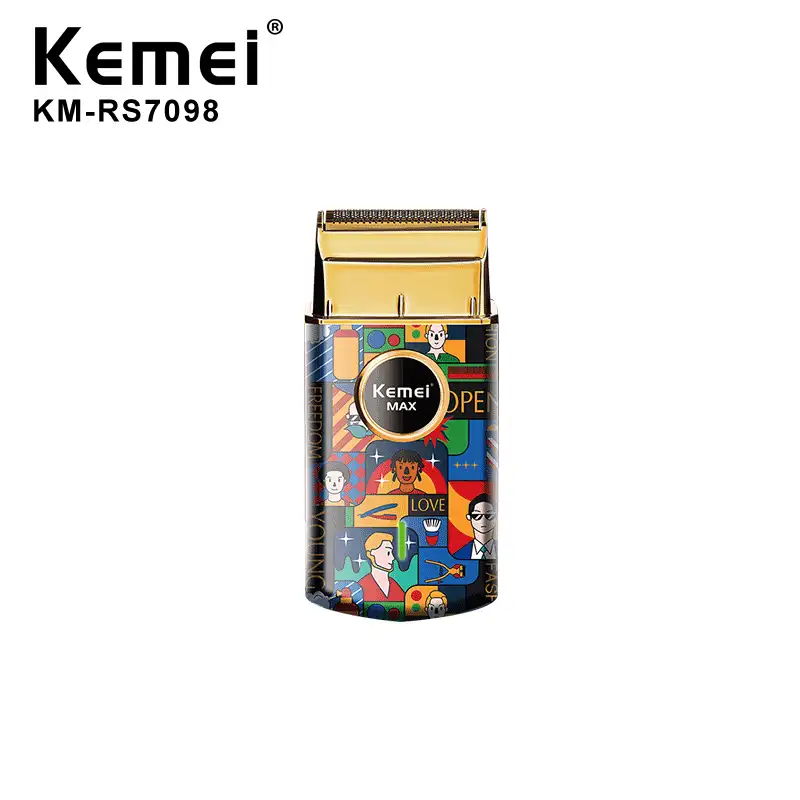 Kemei 2021 Neues Design USB Wiederauf ladbare Wasser zeichen kühlen Herren Elektro rasierer KEMEI KM-RS7098 Großhandel