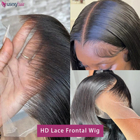 Perruque frontale en dentelle HD transparente sans colle, densité 300, pré-coupée, pré-décolorée, pré-épilée, cheveux indiens bruts 13*6, vente en gros