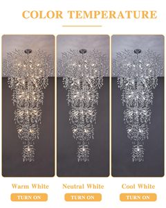 Lustre <span class=keywords><strong>en</strong></span> cristal K9 de luxe argenté à 6 niveaux, 75 pouces, 43 lumières, moderne, long et grand, pour hall d'entrée, escalier à plafond haut - Product Image 4