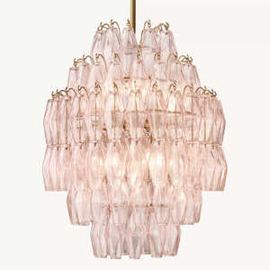 Lampadari Americani in Vetro di Murano Rosa per Cameretta Bambini Soggiorno Industriale Moderno <span class=keywords><strong>Lampadario</strong></span> in Rame e Vetro Soffiato a Mano - Product Image 1