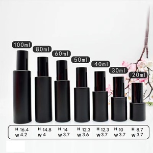 Black Frosted Skincare Packaging 100ML Glass Cosmetic Pump Spray Serum Toner <strong>Gottle</strong> 1oz 2oz - Product Image 2