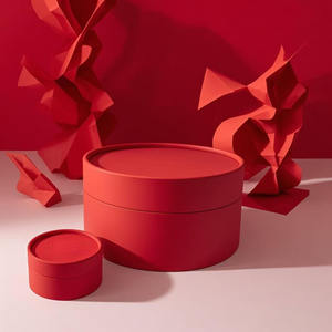 Carton <span class=keywords><strong>gris</strong></span> circulaire rouge personnalisé boîte alimentaire dure emballage en papier créatif avec impression à chaud en treillis métallique tube de papier unique - Product Image 6