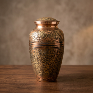 Urna Conmemorativa Decorativa para Cenizas de Cremación con Patrón Floral - Suministro Funerario Ecológico Americano para Mascotas, Estilo Indio para el Hogar - Product Image 1