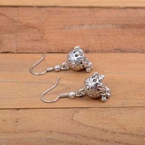 Pendientes Jhumka de Plata 925 con Acabado Oxidado, Pendientes Colgantes para Bodas Indias, Uso Diario, Estilo Boho Hippie, Joyería para Mujer - Product Image 2