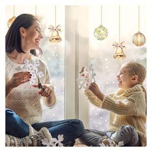 Pegatinas Navideñas Personalizadas para Ventanas, Calcomanías de Vinilo con Adornos y Campanas para Exhibición en Tiendas o Decoración del Hogar - Product Image 1