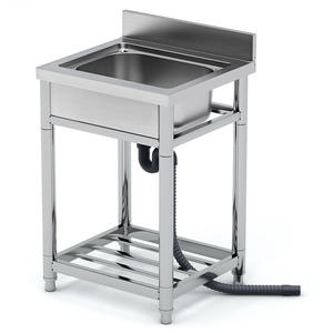 Fregadero de lavabo de <span class=keywords><strong>verduras</strong></span> de acero inoxidable reforzado individual con deflector Soporte de piso Balcón Hogar - Product Image 5