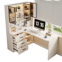 Bureau d'angle intégré, bureau à domicile, chambre à coucher, étude pour étudiants, table d'ordinateur pliable en métal, bibliothèque, bureau d'angle intégré en bois