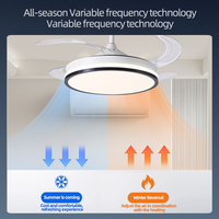 Ventilateur de plafond moderne nordique invisible avec lumière, moteur DC à fréquence variable intelligent, 42 pouces, vente en gros du fabricant