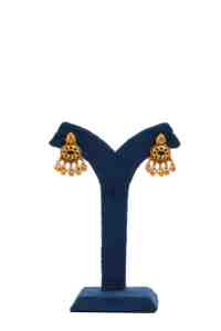 Conjunto de Collar Tradicional de Oro de 22k con Pendientes Jhumka, Joyería Nupcial India con Perlas para Bodas y Fiestas - Product Image 2