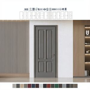 Portes de chambre modernes BASEN en bois peint de Foshan, portes intérieures en placage de bois MDF, finition imperméable beige blanc de luxe - Product Image 5