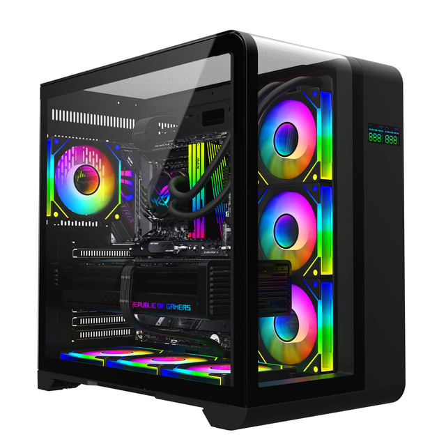 2024 High-end Computer Gamer Case 270 Full View Curved Tempered Glass Luxury Design ATX PC Case Water CPU Cooler Computer Case