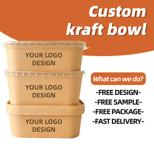Conteneur de Livraison Alimentaire en Papier Kraft Écologique <span class=keywords><strong>Jetable</strong></span> pour Sushi, Salade, Soupe Chaude et Bols Assiettes en Carton – Approvisionnement d'Usine - Product Image 2