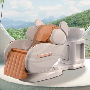 Mobilier de salon professionnel de luxe pour salon de coiffure et beauté Chaise de lavage avec shampoing électrique massage 3D complet du corps