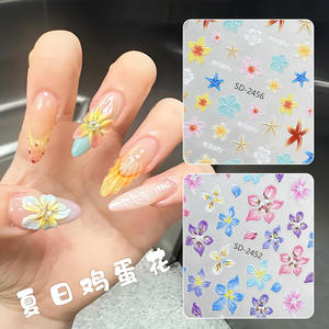 Qianya 2025 gran oferta 5D en relieve 3D Estilo Hawaiano pétalos de lirio Plumeria pegatinas de <span class=keywords><strong>uñas</strong></span> DIY hechas de plástico - Product Image 3