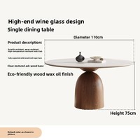 Table à manger pivotante en bois massif de style médiéval avec plateau en dalle de pierre couleur noyer, style Wabi-sabi, pour la maison et la restauration, avec ensemble de chaises