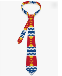 Cravates plissées en polyester imprimées avec des motifs de drapeaux de Vanuatu de haute qualité, cravates bleu clair, cravates drapées personnalisées pour hommes - Product Image 6