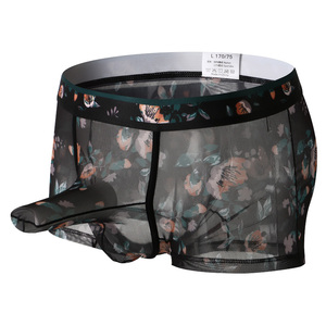 Boxers pour hommes, sous-vêtements en maille transparente à imprimé floral, ultra fins, respirants, transparents - Product Image 2