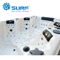 Sunrans Swimspa de jardin extérieur avec jacuzzi, piscine de massage de 8 mètres, spa de natation à deux zones, bain à remous