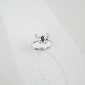 Bague papillon en argent 925 avec saphir, style tendance pour femmes - Product Image 2