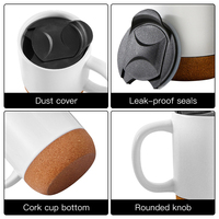 Tasse-Tumbler à Café en Céramique Mate de 15oz Vierge pour Sublimation Avec Poignée et Sous-Verre en Bois pour Sublimation