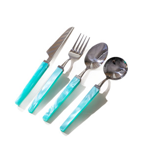 Jinhui <b>Acrylic</b> Cutlery Set Stainless Steel <b>Mirror</b> Polished Solid Color Simple Style Dinnerware Set - Product Image 5