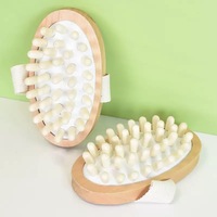 Brosse de massage corporelle en bois naturel pour la cellulite et la circulation sanguine lymphatique, brosse sèche pour éliminer les peaux mortes, brosse de bain SPA