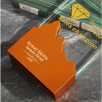 Trophée en cristal moderne avec base en métal en forme de montagne, récompense d'honneur pour champion de ventes et performance d'équipe de qualité diamant