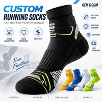Chaussettes courtes de course unisexe personnalisées en gros pour hommes, épaisses, rembourrées et respirantes