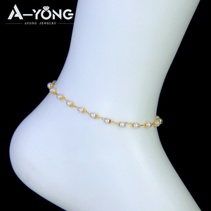 En Stock, Tobilleras de Cobre para Mujer, Chapadas en Oro de 18K, con Imitación de Perlas, Resistentes al Agua, Joyería de Moda, Regalo para Fiesta - Product Image 6