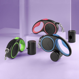 Automatic Retractable Dog <b>Leash</b> 3m 5m With Garbage Bag Dispenser Rose Red ABS Material For <b>Pet</b> Walking - Product Image 3