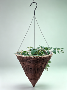 Conical Woven Cement Hanging Flower Basket American Style Rope Edge Metal Hanger Waterproof <strong>Liner</strong> Indoor Outdoor <strong>Plant</strong> <strong>Pot</strong> - Product Image 2