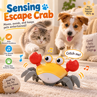 Jouet Crabe Rampant Rechargeable par USB avec Corps en ABS, Lumière LED, Musique et Capteur pour Chiots et Chatons pour Jeux Intérieurs